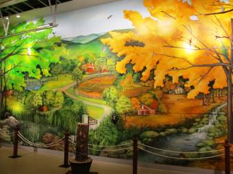 Mural  of the farm as seen on the tour